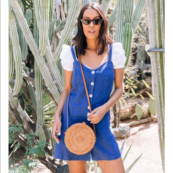 zara blue linen dress